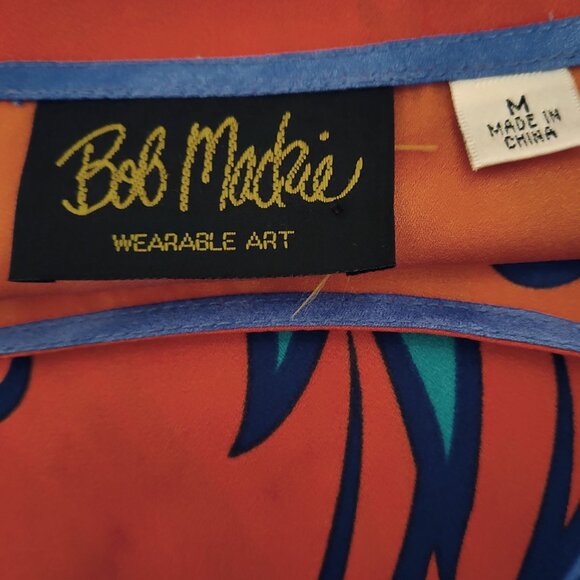 Bob Mackie Wearable Art Botanical Floral Fantasy Rust Periwinkle Tunic Top Sz M - Picture 8 of 8